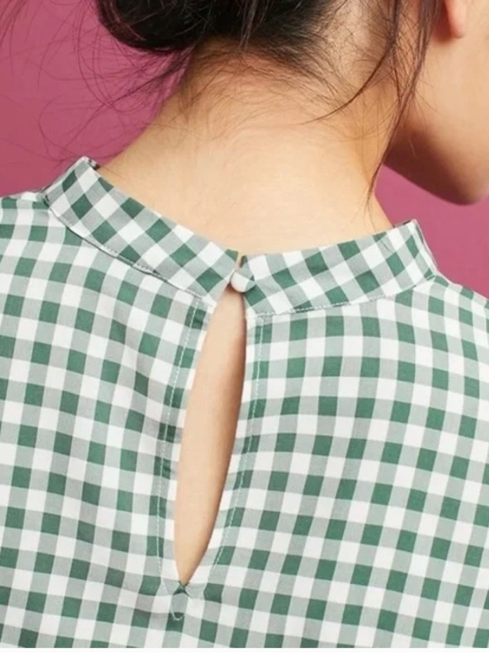 Anthropologie Sunday in Brooklyn Green Gingham Ruffle-Sleeve Blouse - Picture 4 of 6